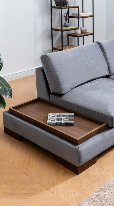 Atelier Del Sofa Tulip Sofá Esquinero Derecho con Puf - Gris Oscuro Atelier Del Sofa Tulip Sofá Esquinero Derecho con Puf - Gris Oscuro